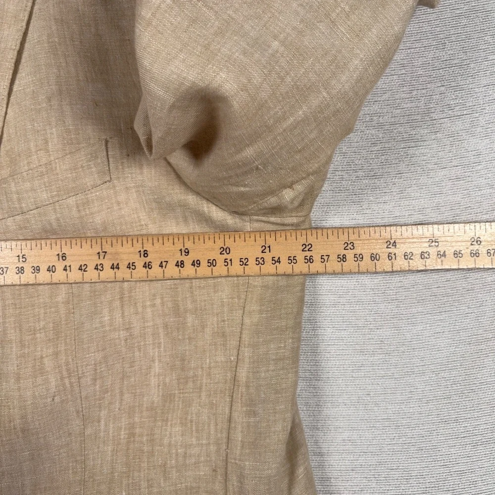 Jos A Bank Linen Blazer Mens Size 46R SLIM FIT Tan Double Vented